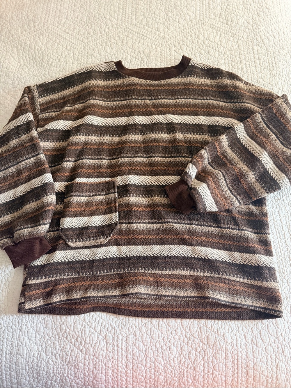 Vintage LCALE Earth Tone Striped Grandpa Sweater XL
